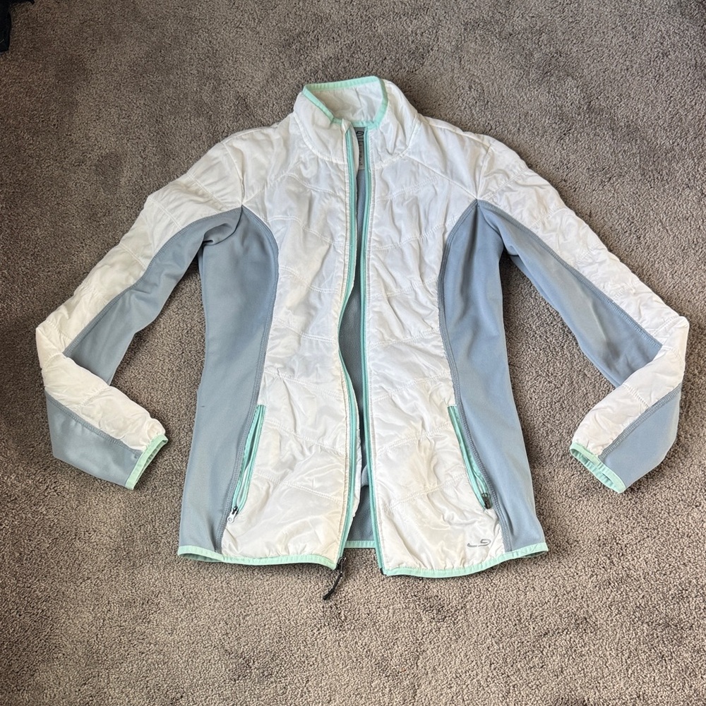 C9 by Champion White Gray Full Zip Athletic Jacket Size M Puffer Running
